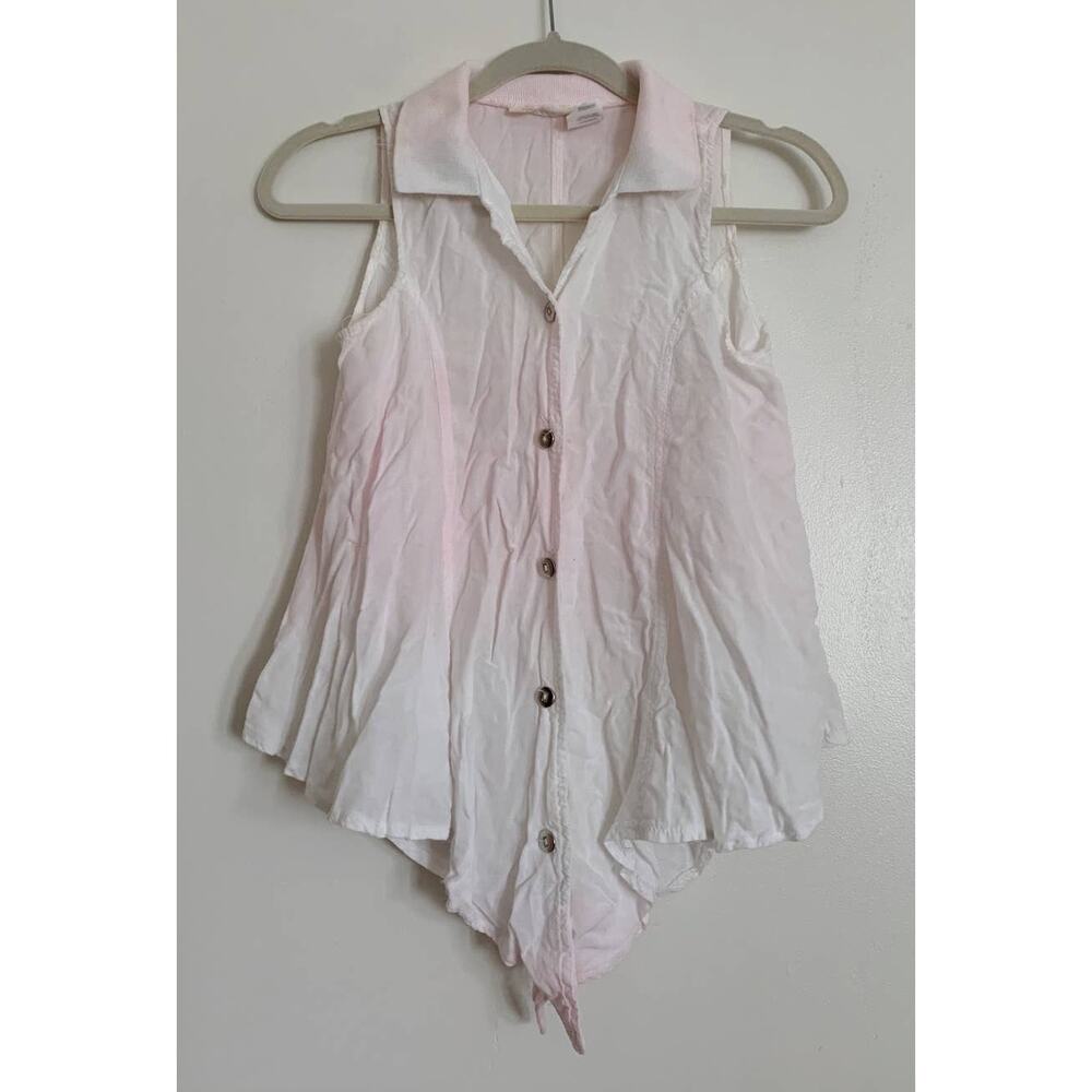 Light Pink Ombre Vintage Risky Rayon Button Down Tank & Skirt Set